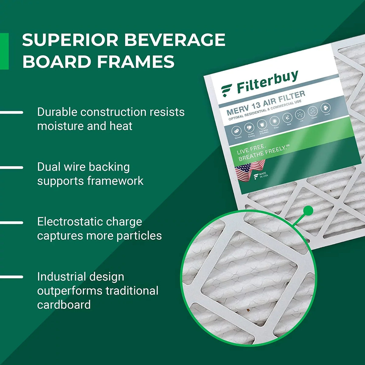 Filterbuy 20x20x5  13 Pleated   Furnace Air Filters for Trion Air Bear 255649-103 (4-Pack)