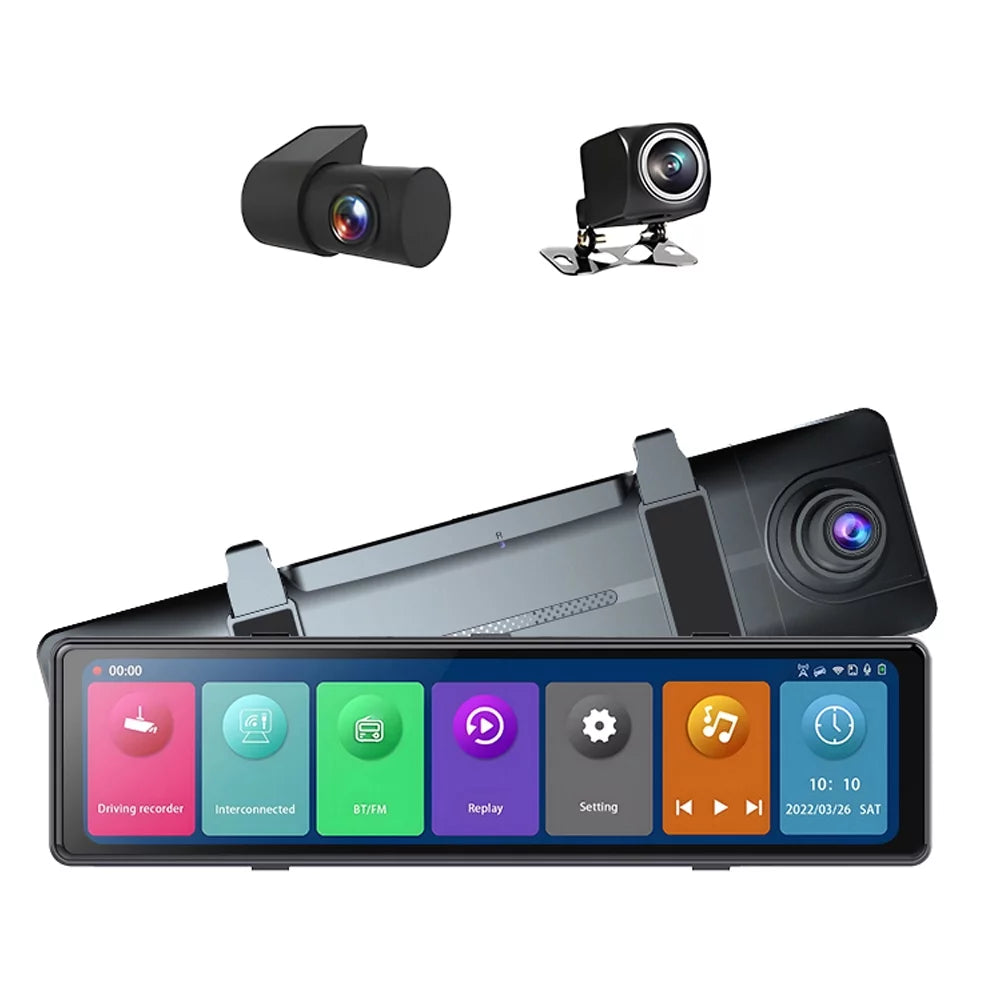 GoolRC Dash Camera,Dash Cam 3 Cameras Mirror Bt Car Bt Car Video 2.5k Clear Car Cam 12in 2.5k Car Camera 12in 2.5k Clear Rearview Mirror Bt Touched Screen Car Rearview Mirror Cameras 12in Touched