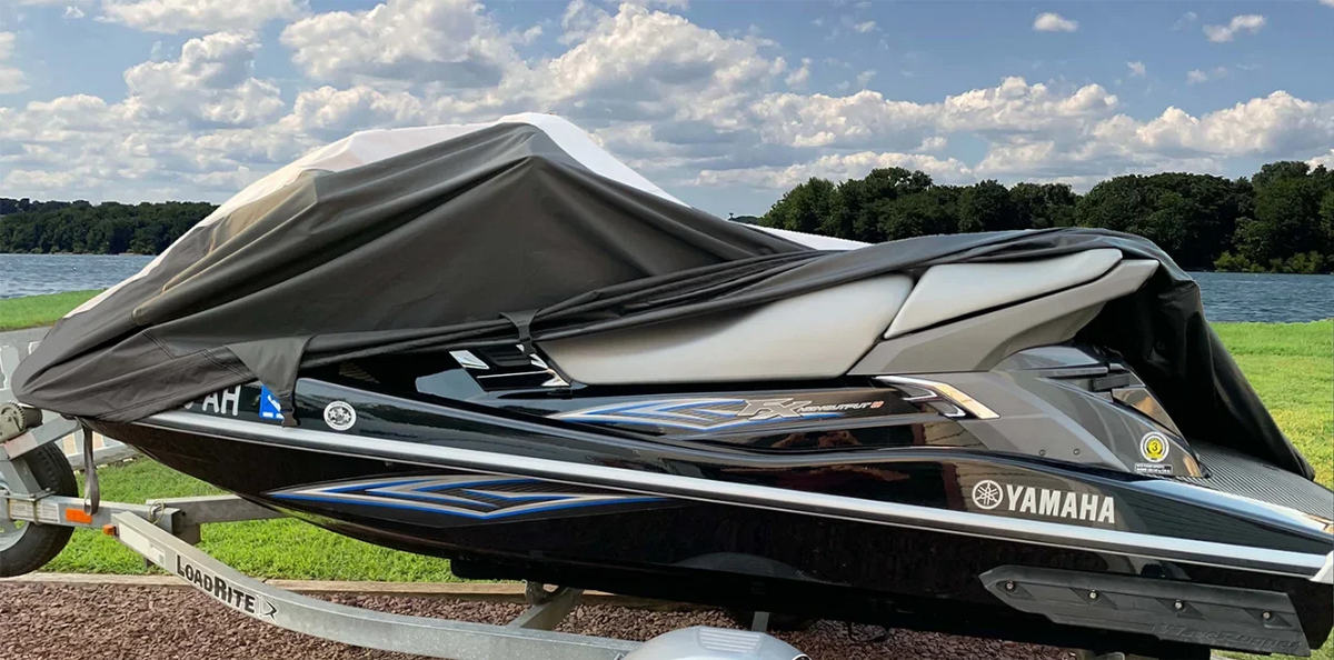 '-  JetSki Cover Compatible for Kawasaki 130Di 1999-2004 Jet Ski Watercraft Cover Black/Grey 2 Seater