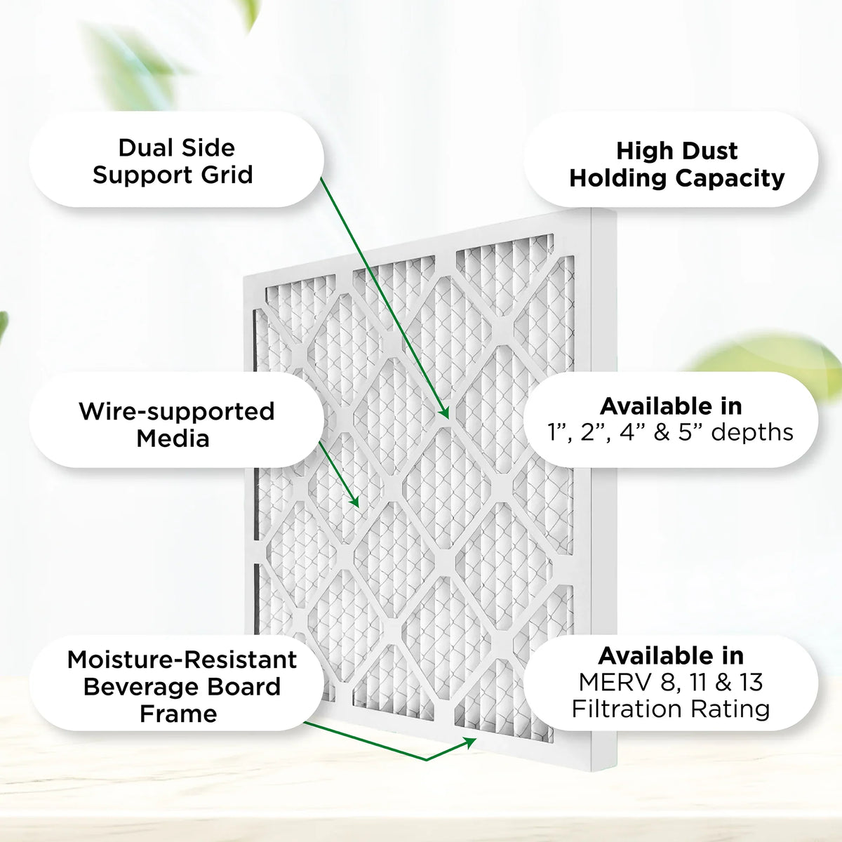25x25x1  11,  1000 Pleated  Furnace 1" Air Filters by Pamlico. Quantity 6. Actual Size: 24-1/2 x 24-1/2 x 3/4