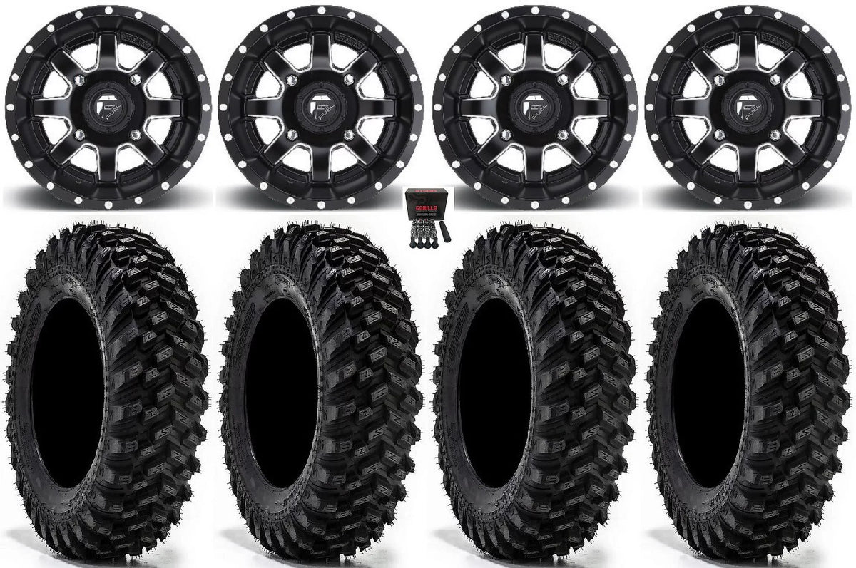 Fuel Maverick 15" Wheels Black 32" Warrior  Sticky Tires Can-Am Maverick  / Honda Pioneer 1000 / Talon