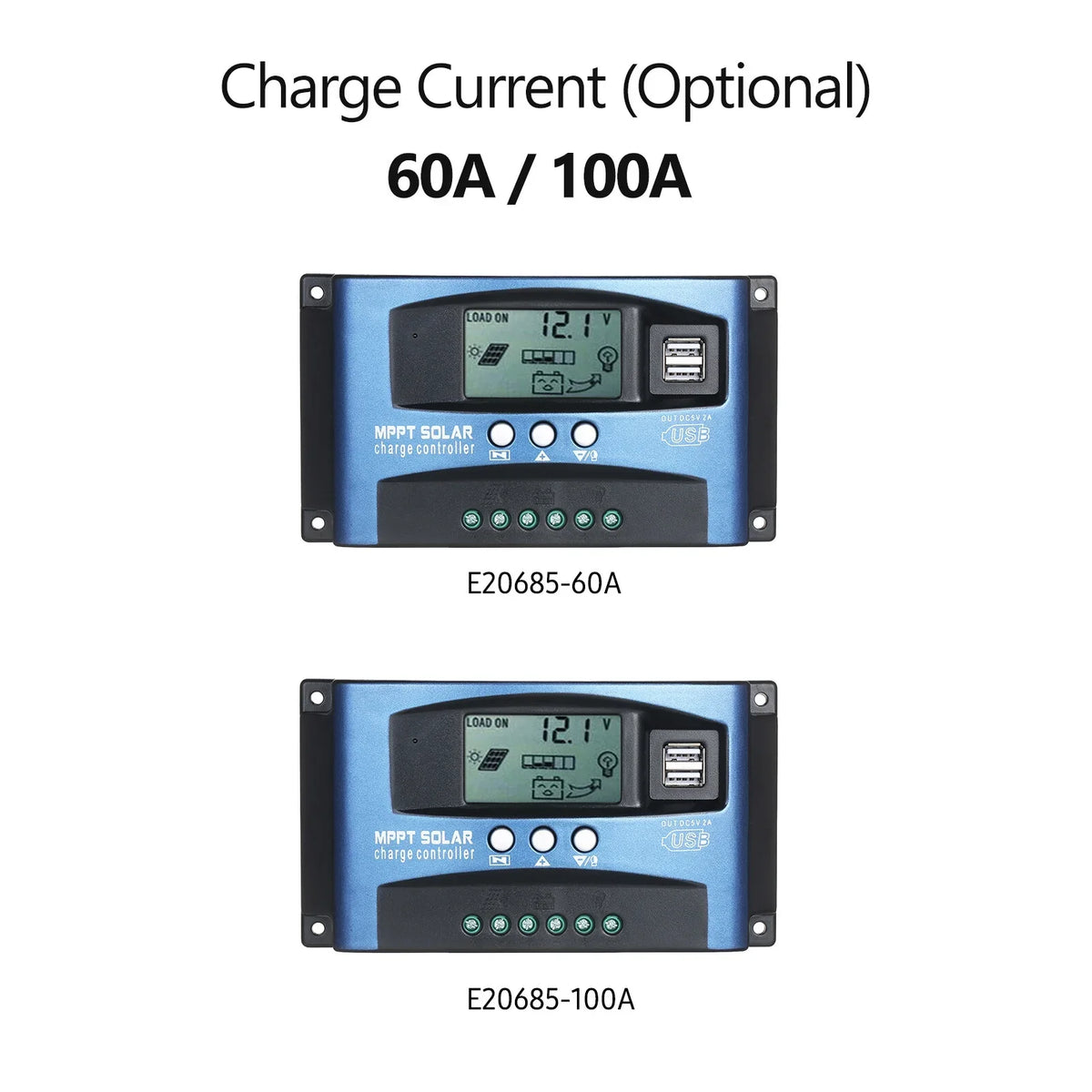 Solar Charge Controller Dual  Solar Controller Smart  Screen  Tracking 5V/2A Dual  Output 12V/24V Automatic Identification