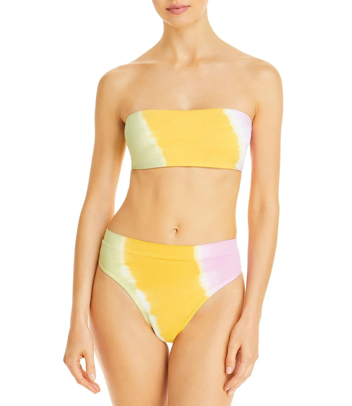 Space Women's Beach Wave Bandeau Bikini Tops, Yellow, -Small